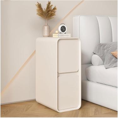 Imagem de Mesa De Cabeceira Estreita Com Gaveta De Armazenamento Mesa De Cabeceira Moderna De Madeira Maciça Pequena Mesa Final Slim Para Quarto Sala De Estar Sofá, White, 20cm