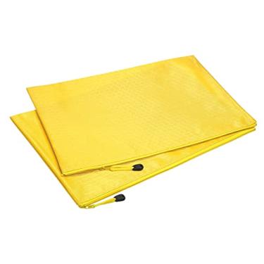 Imagem de PATIKIL Sacos de arquivo impermeáveis com zíper pacote com 2 pastas de armazenamento de documentos B4 bolsa de lápis para viagens de escritório, amarelo