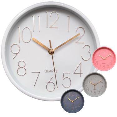 Imagem de Relógio de Parede Decorativo 23cm Redondo Moderno Silencioso Quartz De