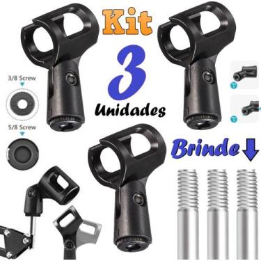 Imagem de Kit com 3 Suportes Luva Para Microfone Com E Sem Fio Dinâmico Universa