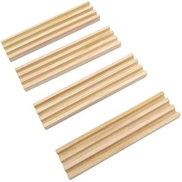 Imagem de Yuanhe Suportes e Bandejas de Domino de Madeira Premium - Conjunto de 4 - Dominoes NÃO Incluídos