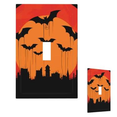Imagem de Papel de parede laranja placas de interruptor de luz duplex simples capas de tomada placa de parede 1 gangue capas decorativas de placa frontal elétrica para decoração de casa de badroom 7,6 x 12,7 cm