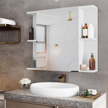 Imagem de Espelheira Para Banheiro Armário Suspenso Nilo Branco