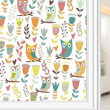 Imagem de Película de janela de privacidade de flores, textura de estilo floral, filme de vidro para sala de estar e escritório em casa, L90 x C 190 cm