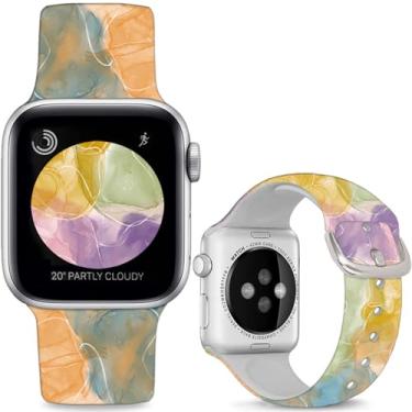 Imagem de Sjiangqiao Pulseiras de silicone macio compatíveis com Apple Watch de 38 mm, 40 mm, 41 mm e 42 mm (série 10), iWatch SE/SE2, pulseiras esportivas de substituição compatíveis com iWatch séries 10, 9, 8