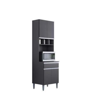 Imagem de Armário Paneleiro Duplo 4 Portas 1 Gaveta Com Nicho Andréia Cinza Fosco