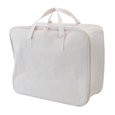 Imagem de ZJchao Roupa Bin Saco de Armazenamento de Cobertor de Tecido Lavável Com Alças Reforçadas Material de Linho de Algodão Resistente 47x22x40cm para Guarda -roupas de Armário de Quarto
