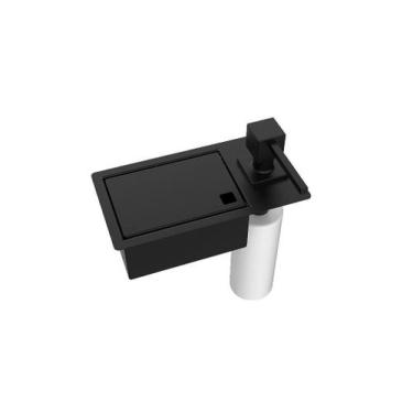 Imagem de Porta Esponja 21x11cm C/ Dispenser Detergente Quadrado Inox Preto - HZ