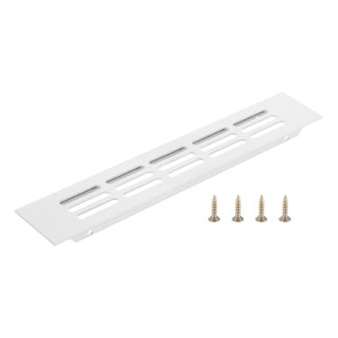 Imagem de PATIKIL Tampa de saída de ar da porta, 22 x 4 cm (dimensões externas), grade de ventilação com venezianas de alumínio, ventilação retangular com parafusos de montagem para armário de sapatos, branca