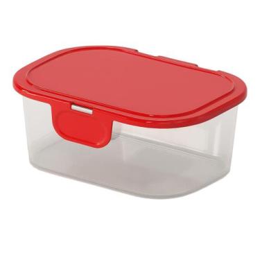 Imagem de Pote Plástico Multiuso Tampa Fixa 600ml Porta Mantimentos Retangular O
