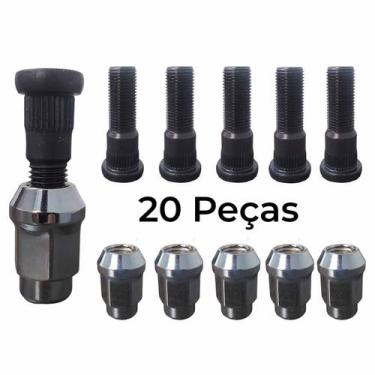 Imagem de Kit 20 Un Parafuso Prisioneiro e Porca Roda Original D20 S10 - TOURO