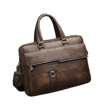 Imagem de Bolsa para laptop de grande capacidade bolsa para laptop bolsa prática de couro PU bolsa tiracolo bolsa tiracolo bolsa para computador, Café, One Size