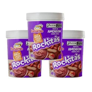 Imagem de Kit 3 Pasta de Amendoim Avelã Cacau com Whey 400g Balsamo Rockitas