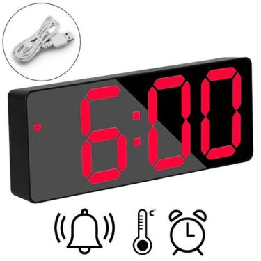 Imagem de Relógio De Mesa Digital Led Bivolt C/Calendário Alarme Temperatura Par