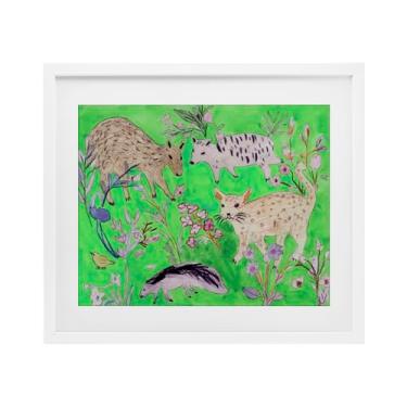 Imagem de Stupell Industries Impressão Emoldurada Quirky Meadow Wildlife White Design Under Glass por Melissa Wang, 33 x 40 cm