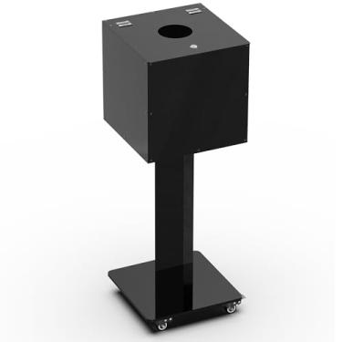 Imagem de Tredre Caixa de sugestões com fechadura, rodízios e suporte de sinal, caixa de doação de acrílico preta (orifício redondo)