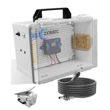 Imagem de Estojo adaptador Starlink Mini Dual Battery Pack com porta CC e interruptor, compatível com baterias DeWalt de 18 V/20 V, caixa impermeável com proteção de baixa tensão, cabo de alimentação de 2 m