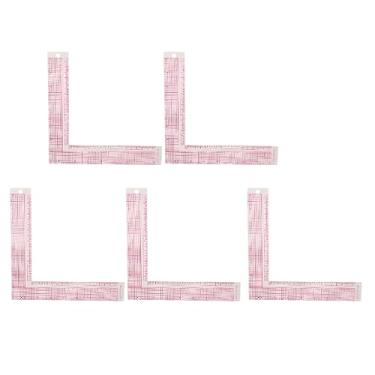 Imagem de Profissional de alta precisão em escala clara plástico l em forma de costura medição régua multifuncional ferramenta de alfaiataria para costureiros alfaiates 5 peças