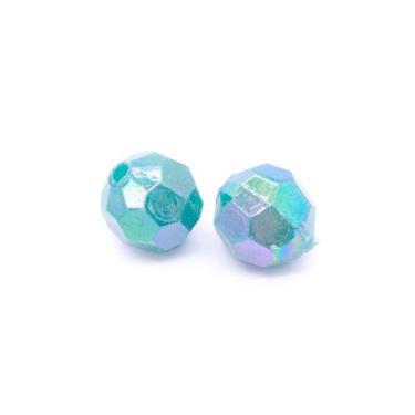 Imagem de Miçanga Passante Bola Facetada Plástico Verde Irisado 10mm 100pçs 60g 