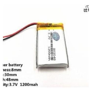 Imagem de 1 Bateria 803048 3,7v C/ 2 Fios 1200mah 8mm X 30mm X 48mm - - bgb