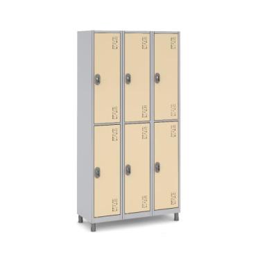 Imagem de Roupeiro Premium Aço 6 Portas para Vestiário - W3, Creme