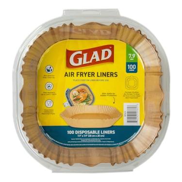 Imagem de Glad Forros de fritadeira de ar arredondado, formato quadrado com paredes, antiaderentes e resistentes ao calor, material de grau alimentício, adequado para fritadeiras quadradas e redondas