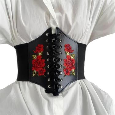 Imagem de Cinto Tipo Corset Underbust Decorativo Bordado Realça Cintura Material