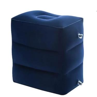 Imagem de Almofada Apoio Descanso Pés Inflável Crianças Viagem Avião Carro(Azul Marinho)