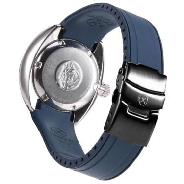 Imagem de Pulseira de relógio StrapXPro (SBX1A) de 20 mm com extremidade curva de borracha para relógios de mergulho Seiko Prospex MM200/MM200GMT SPB187, SPB299, SPB381, etc. (azul marinho com fecho preto)