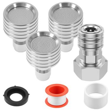 Imagem de Adaptador de mangueira de jardim para lavadora de pressão 3/10.2 cm GHT para 1/10.2 cm bocal de lavagem de carro de aço inoxidável e acessório de mangueira para tarefas de limpeza. (prata)