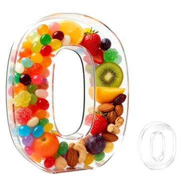 Imagem de Bandeja de charcutaria acrílica com alfabeto de 25,4 cm – recarregável, reutilizável, bandeja de servir para bolo e doces, decoração de festa de aniversário de aniversário (letra O)