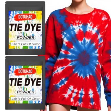 Imagem de DOTUHAO Kit de pó tie dye, cores vermelhas e azuis, corantes de tecido, corantes permanentes e em pó, corantes criativos para roupas (2 cores, 60 g)