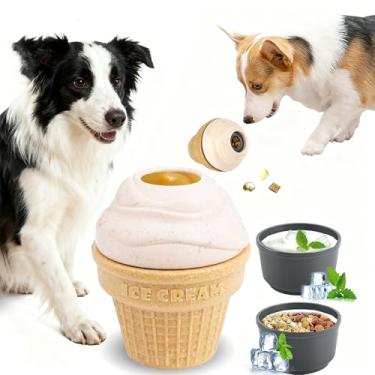 Imagem de Brinquedos interativos para cães, brinquedos de sorvete em forma de cone, brinquedos para mastigar enchimento de alimentos à prova de vazamento, bastões portáteis de alívio para cães, adequados para