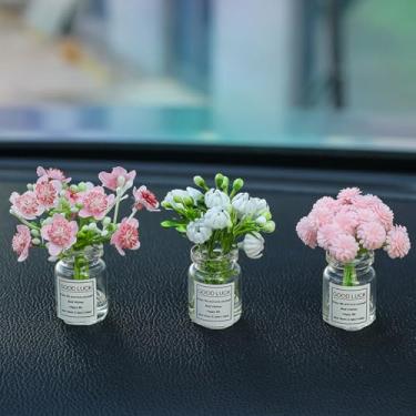 Imagem de Generic Conjunto De 3 Mini Flores Margaridas Em Vaso Vidro, Acessórios Fofos Para Carro, Decoração Espelho Retrovisor E Painel, Enfeites Engraçados Interiores, Presentes Mulheres (05#)
