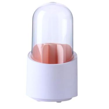 Imagem de Organizador Maquiagem Com Porta Pincel Giratório 360º Com Tampa 7 Divisórias Para Viagem Móvel Impermeável Resistente (Rosa)