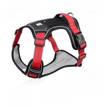 Imagem de Arnês Ajustável Para Cães, Treinamento De Segurança Reflexivo, Colete Peitoral Caminhada (Vermelho,M(7.5-14kg))