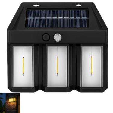 Imagem de Luminaria Solar LED Arandela Filamento Sensor de Presença Movimento Iluminaçao Garagem Jardim Quintal Ambiente Externo