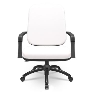 Imagem de Cadeira de Escritório Giratória com Braço Preta Magno P03 Vinil Branco - Lyam Decor