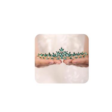 Imagem de JWICOS Tiara de casamento vintage para noivas, coroa de rainha de pedras preciosas de cristal para noivas, coroa de Halloween para mulheres, festa de formatura