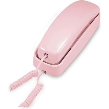 Imagem de AT&T Telefone residencial com fio TRIMLINE 210, sem necessidade de alimentação CA, melhor montagem na parede, teclado de botão grande iluminado, 13 teclas de discagem rápida, rediscagem do último número, mudo, flash, controle de volume, telefone princesa, rosa