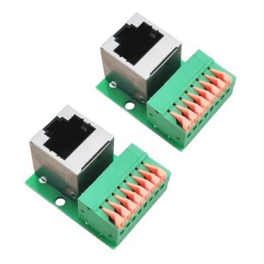 Imagem de Teansic Placa de breakout fêmea RJ45 de 2 peças, terminais de fiação rápida RJ45 para 8 pinos sem solda, conectores adaptadores tipo prensa de mola 8P8C
