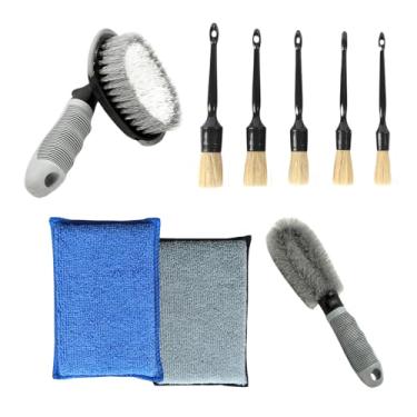 Imagem de LXQTAO Ferramenta de limpeza de cubo de roda de escova de pneu de carro para remoção de manchas de aros de bicicleta de motocicleta (cinza (combinação 4))