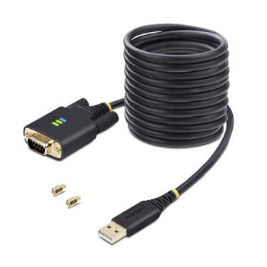 Imagem de StarTech. com 3m USB Serial Adaptador de Recuperação COM FTDI, Cabo USB-A para DB9, RS232, Parafusos/Porcas Intercambiáveis