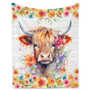 Imagem de Cobertor de vaca Highland, presentes macios e aconchegantes para meninos, lindos cobertores de flanela coloridos para sofá, escritório, 127 x 152 cm