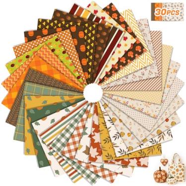 Imagem de Tatuo 30 peças de tecido de algodão 25,5 x 25,4 cm, quadrados, retalhos, tecido floral, costura, conjuntos de acolchoados, tecido de padrão sortido para fazer scrapbook DIY (outono)