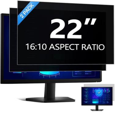 Imagem de Easges [Pacote com 2] Filtro de tela de privacidade de computador de 55 polegadas para proporção de 16:10, proteção ocular, antirreflexo, filtro de privacidade para monitor de computador antiluz azul