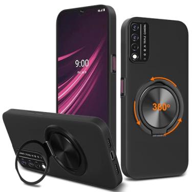 Imagem de Nijiadi Capa de telefone compatível com T-Mobile Revvl V Plus 5G, suporte de anel giratório de 360° com suporte/suporte de silicone TPU Silm Fit capa protetora à prova de choque para T-Mobile Revvl V+