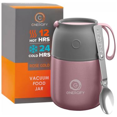 Imagem de ENERGIFICAR Frasco Térmico Portátil para Alimentos 500mL em Aço Inoxidável com Vedação...
