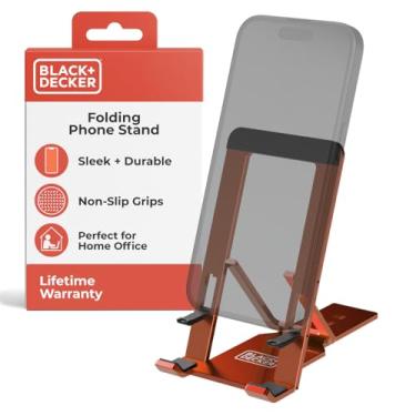 Imagem de BLACK+DECKER Phone Stand for Desk - Folding Cell Phone Stand Holder - Adjustable and Portable, Folds Down Flat - for Office, Gaming, Bed, Travel - Phone Kickstand Compatible with iPhone (Coral Rose)