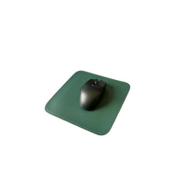 Imagem de Mouse Pad em Couro Ecológico para Controle de Precisão, Modelo 20x20cm Compacto para Viagens e Notebook, Base Antiderrapante(Verde)